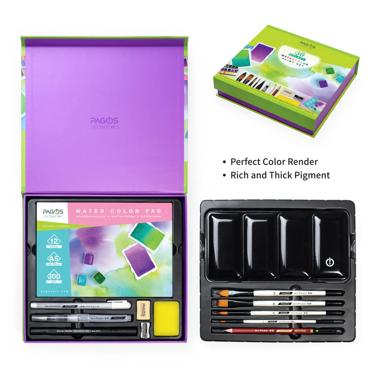 Pagos Artist Quality All-In-One Watercolor Set - Image 2