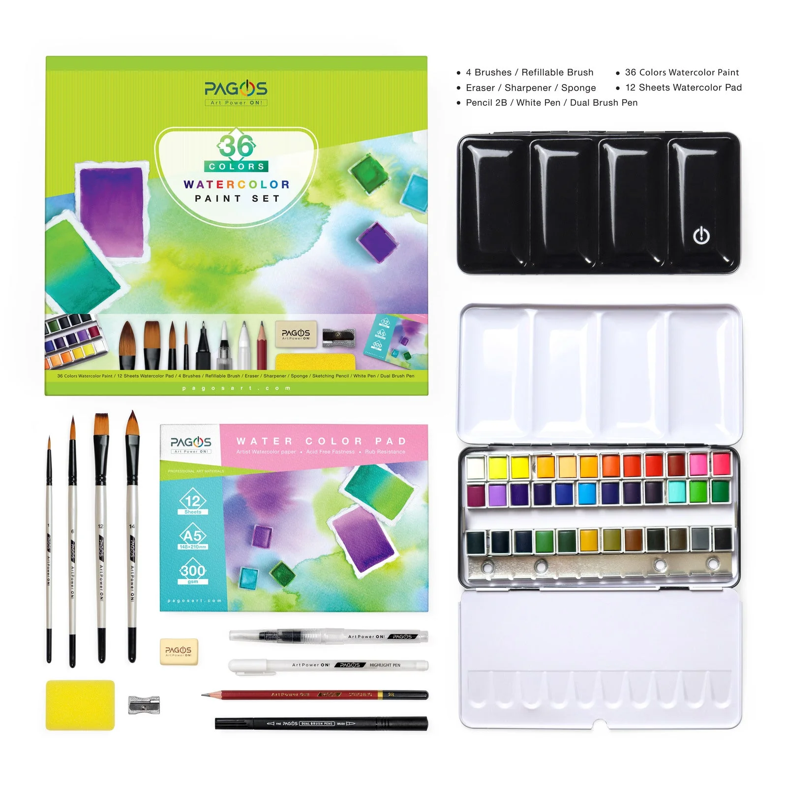 Pagos Artist Quality All-In-One Watercolor Set - Image 3