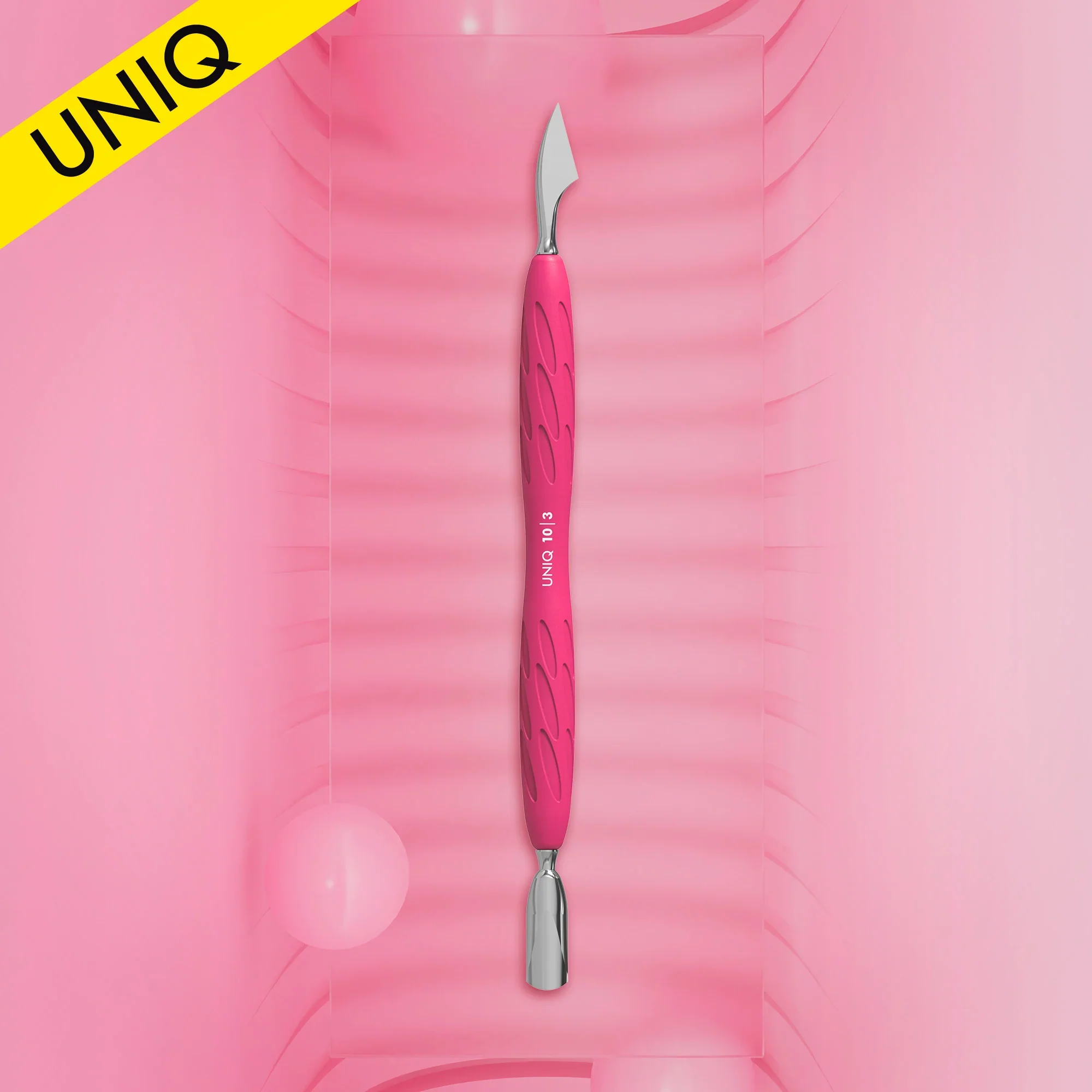 Manicure Pusher With Silicone Handle "Gummy" UNIQ 10 TYPE 3 (Narrow Rounded Pusher + Hatchet) -PQ-10/3- STALEKS - Image 3