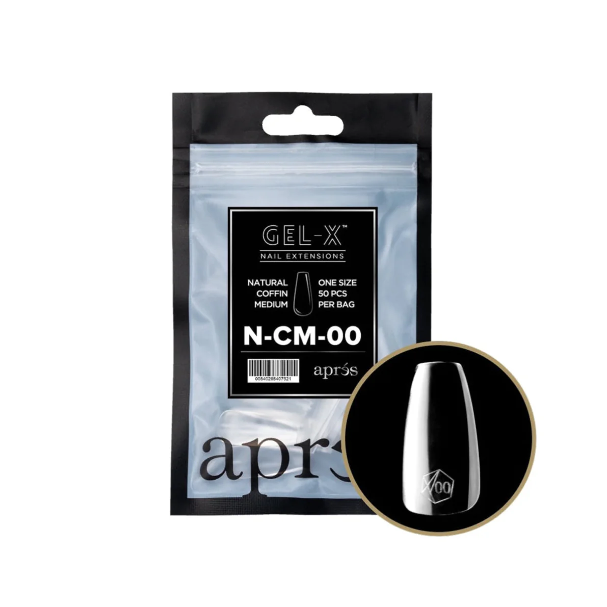 Apres - Gel-X Natural Coffin Medium Refill Bag (50 Tips) - Image 1