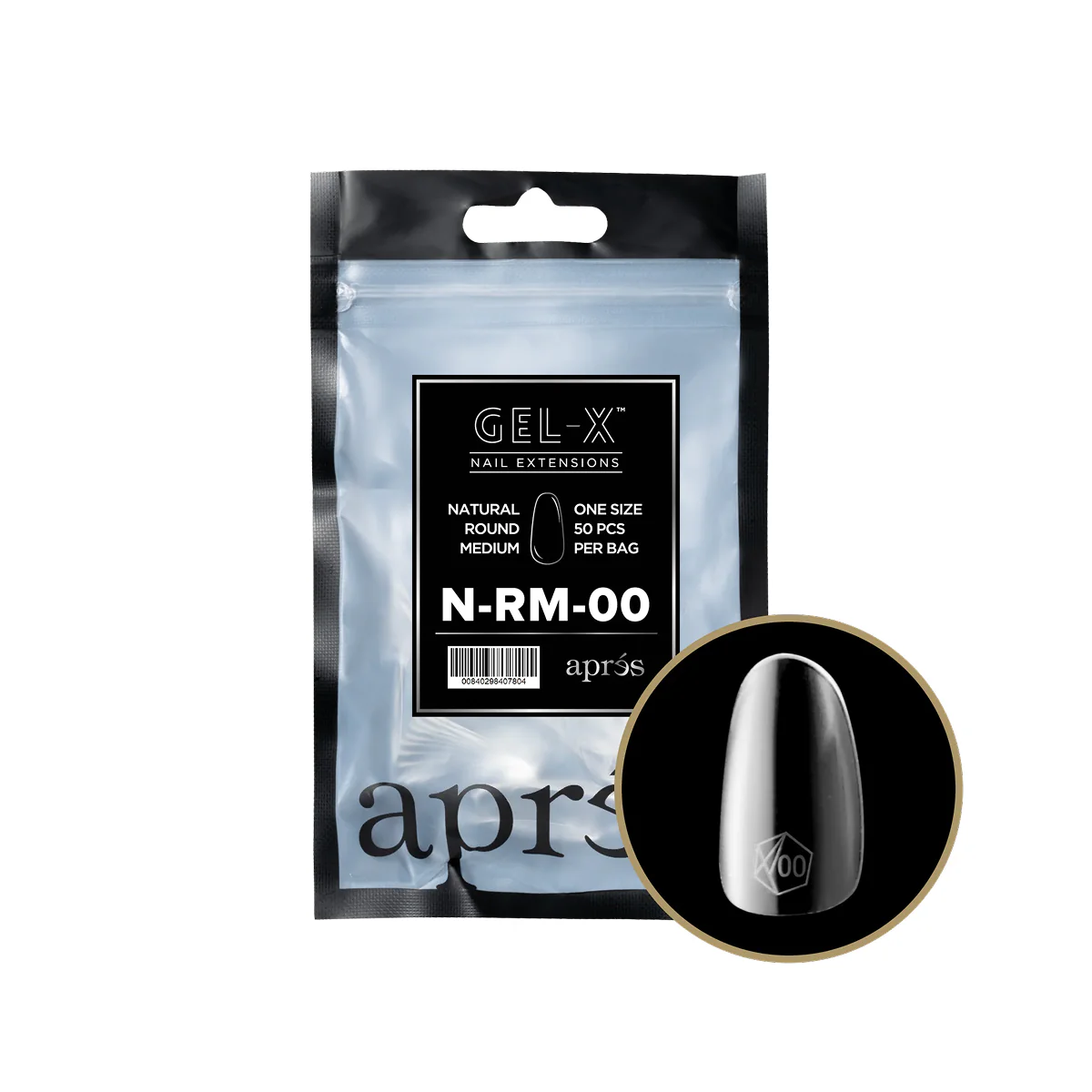 Apres - Gel-X Natural Round Medium Refill Bag (50 Tips) - Image 1