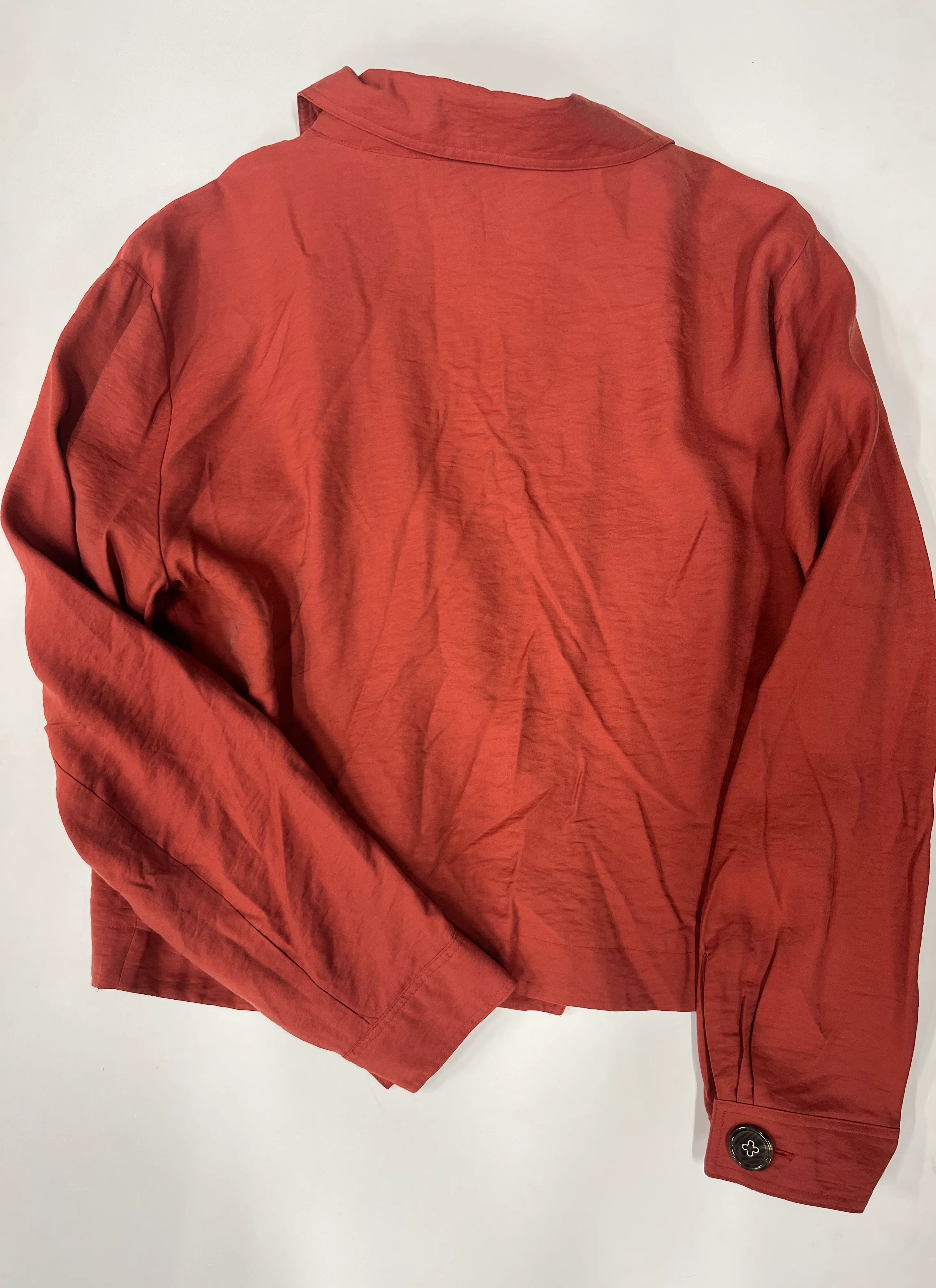Kenzie Front Waist Button Cross-Over Blouse Rust Size M - Image 2