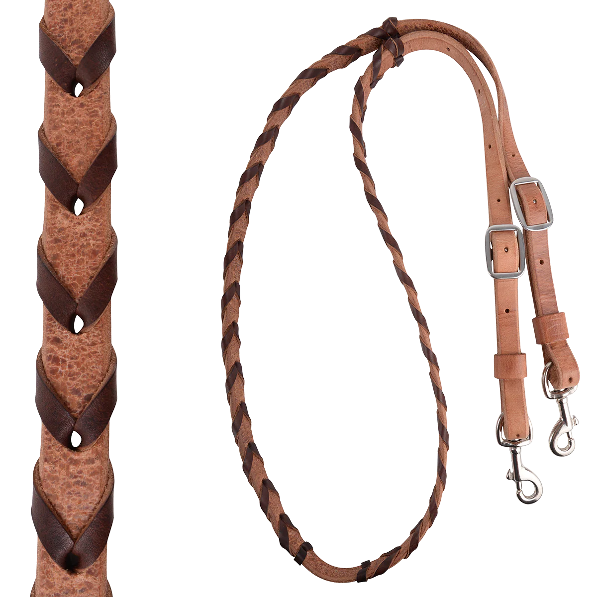 Martin Saddlery Laced Harness Leather Barrel Reins - Image 2