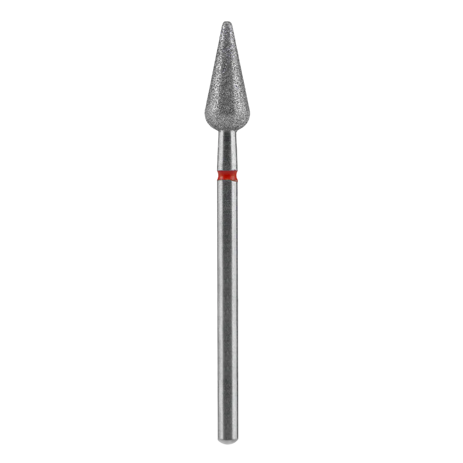 STALEKS – Diamond nail drill bit, “Pointed Pear”, red, EXPERT 5/12 mm (FA100R050/12)