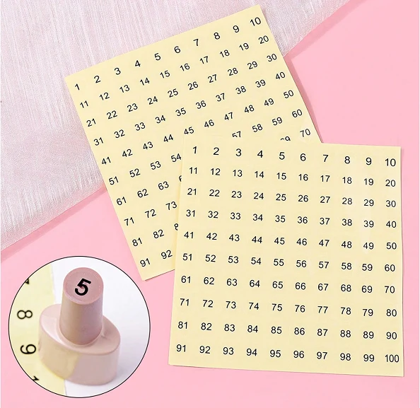 Clear Nail Number Stickers for Gel Polish and Swatches, 2pcs (1–100) - Image 1