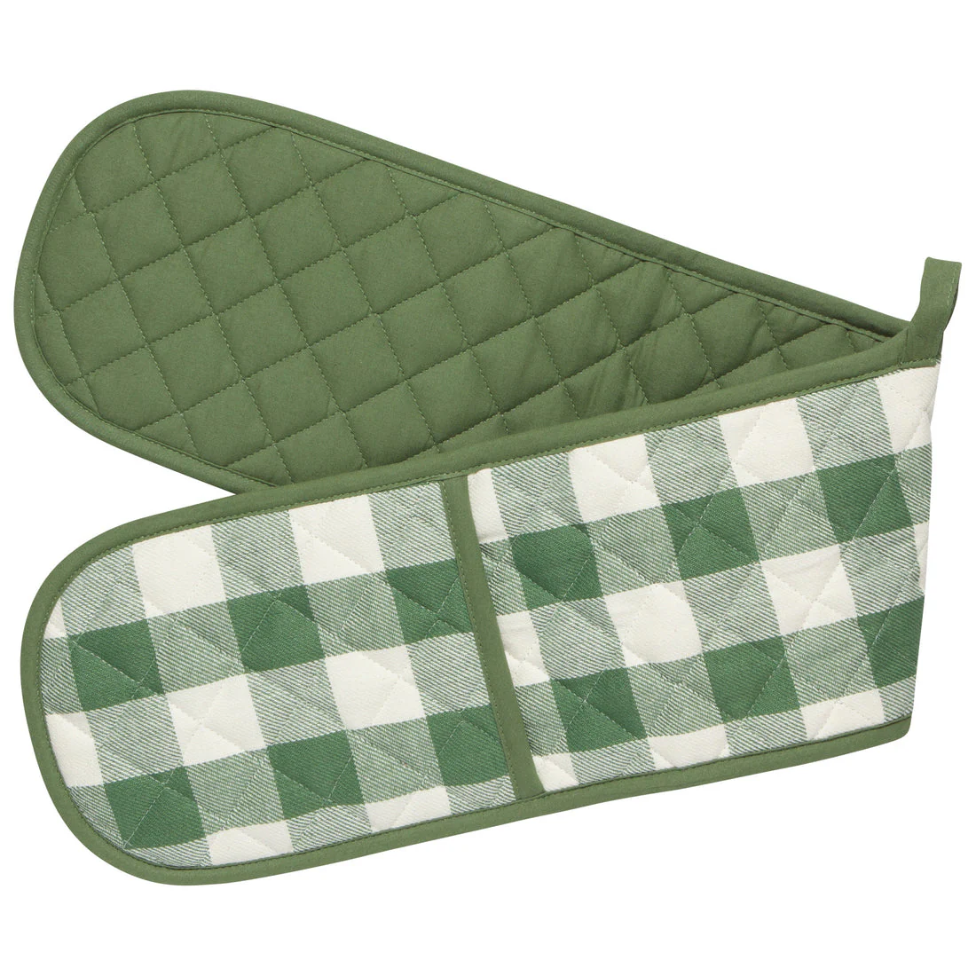 Double Handed Oven Mitt - Elm Green Check - Image 1