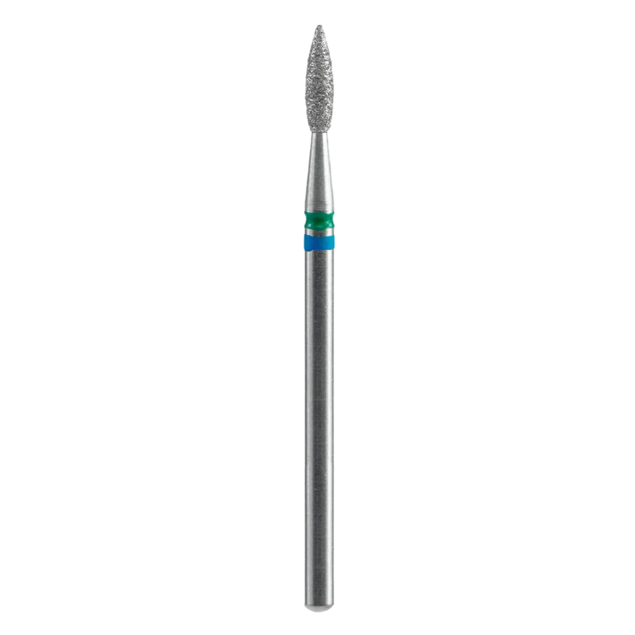 STALEKS Diamond Nail Drill Bit DUO Pointed Flame FA11BG021/8, Blue-Green, 2.1/8mm