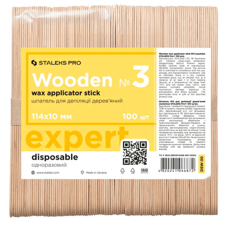 STALEKS PRO EXPERT 30 WOODEN WAX APPLICATOR STICK №3 100 PCS DSW-30 – STALEKS™