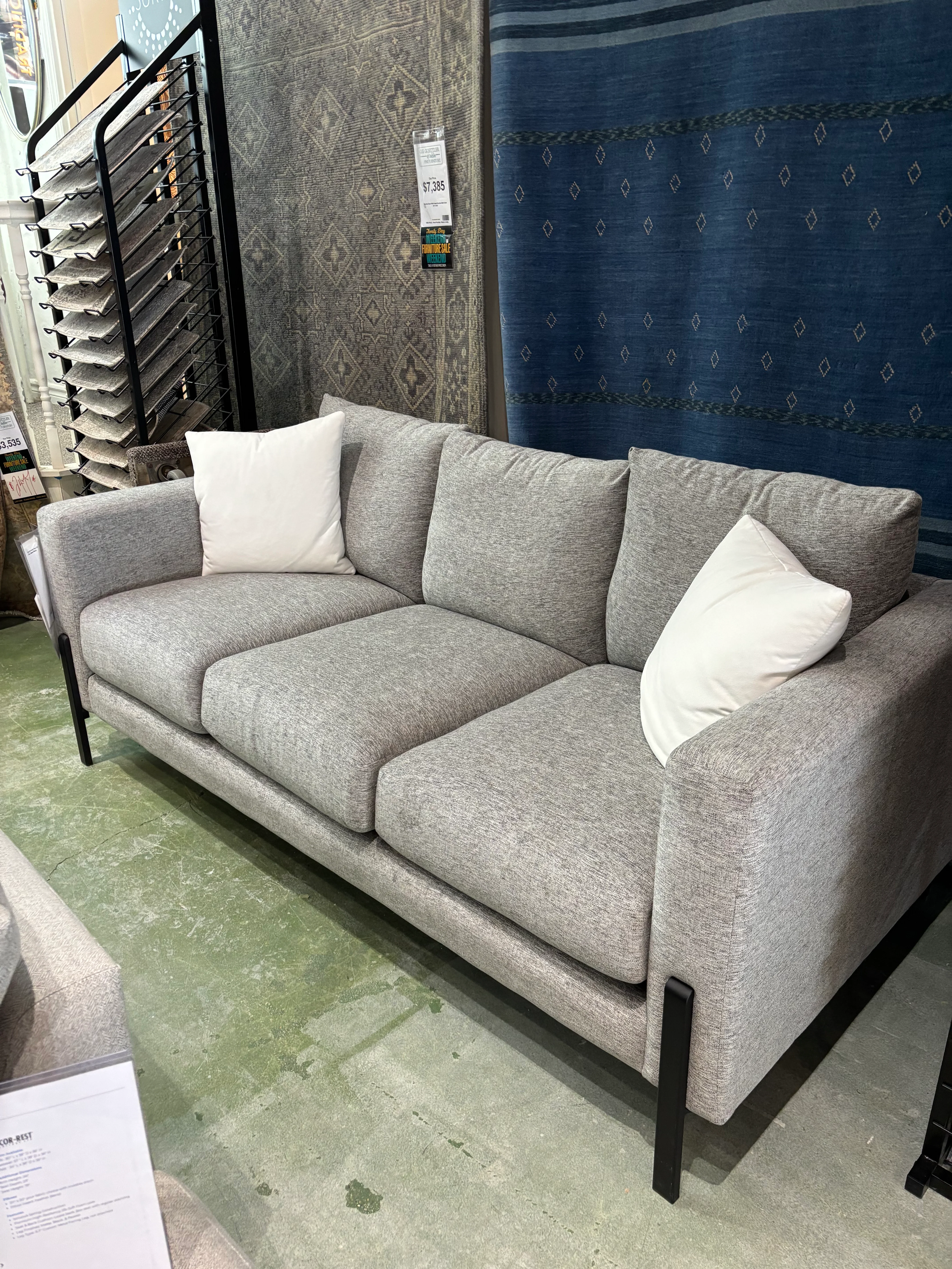 Curated 2212-01 Sofa Rico Grey / TC: Guardian White / Fin: Matte Black