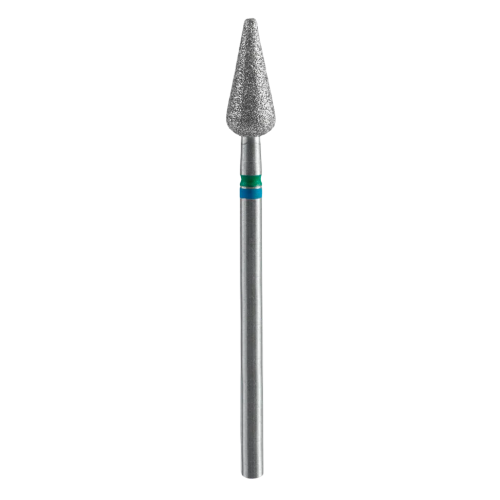 STALEKS – Diamond nail drill bit DUO, “Pointed Pear”, blue-green, EXPERT 5/12 mm (FA100BG050/12)