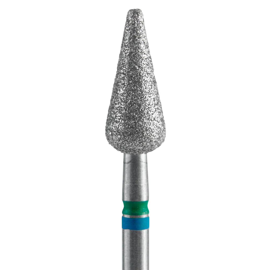 STALEKS - Diamond nail drill bit DUO, "Pointed Pear", blue-green, EXPERT 5/12 mm (FA100BG050/12) - Image 2