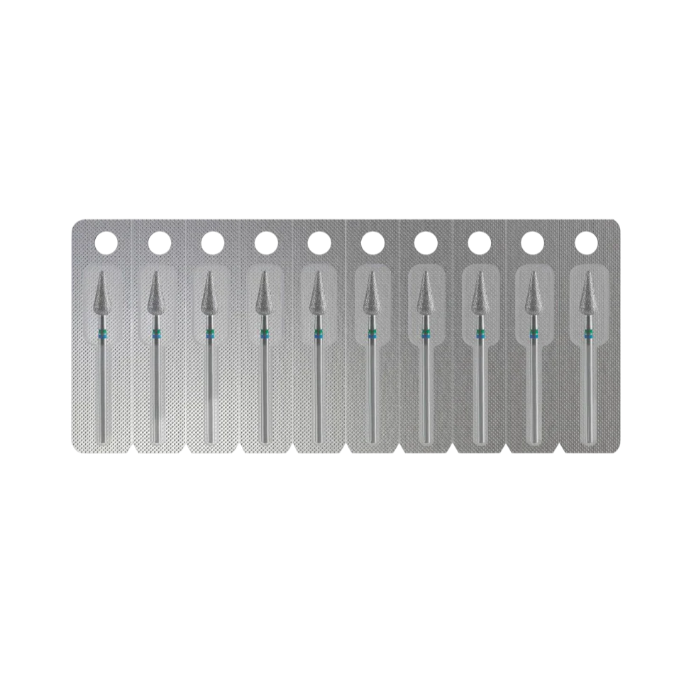 STALEKS - Diamond nail drill bit DUO, "Pointed Pear", blue-green, EXPERT 5/12 mm (FA100BG050/12) - Image 3