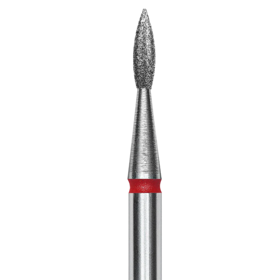 DIAMOND NAIL DRILL BIT, "POINTED FLAME", RED, HEAD DIAMETER 1.8 MM/WORKING PART 8 MM (FA11R018/8) - STALEKS™ - Image 2