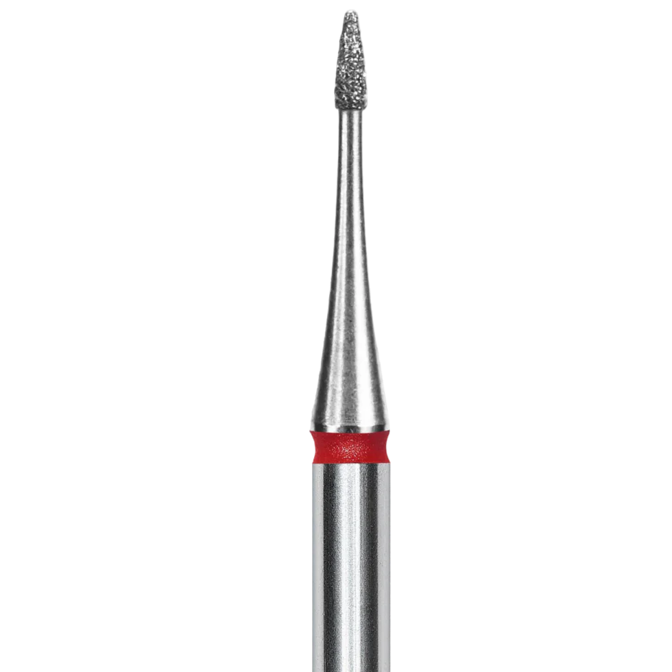 DIAMOND NAIL DRILL BIT, "FLAME", MINI RED, HEAD DIAMETER 1 MM/WORKING PART 3 MM (FA12R010/3) - STALEKS™ - Image 2