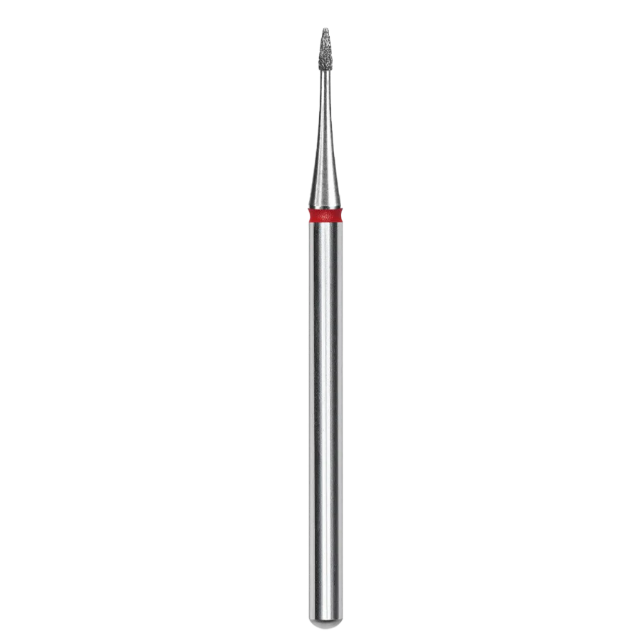 DIAMOND NAIL DRILL BIT, "FLAME", MINI RED, HEAD DIAMETER 1 MM/WORKING PART 3 MM (FA12R010/3) - STALEKS™ - Image 1