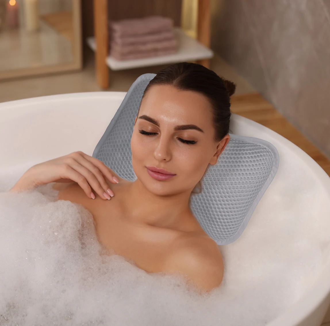 Bath Pillow, Mesh Grey - Image 3
