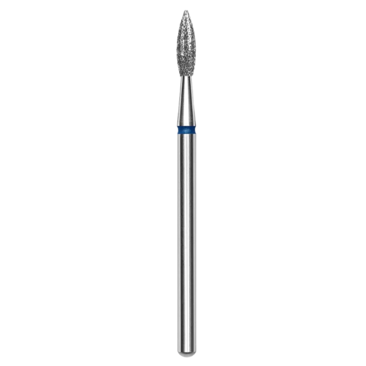 DIAMOND NAIL DRILL BIT, "POINTED FLAME", BLUE, HEAD DIAMETER 2.3 MM/WORKING PART 8 MM (FA11B023/8) - STALEKS™ - Image 1