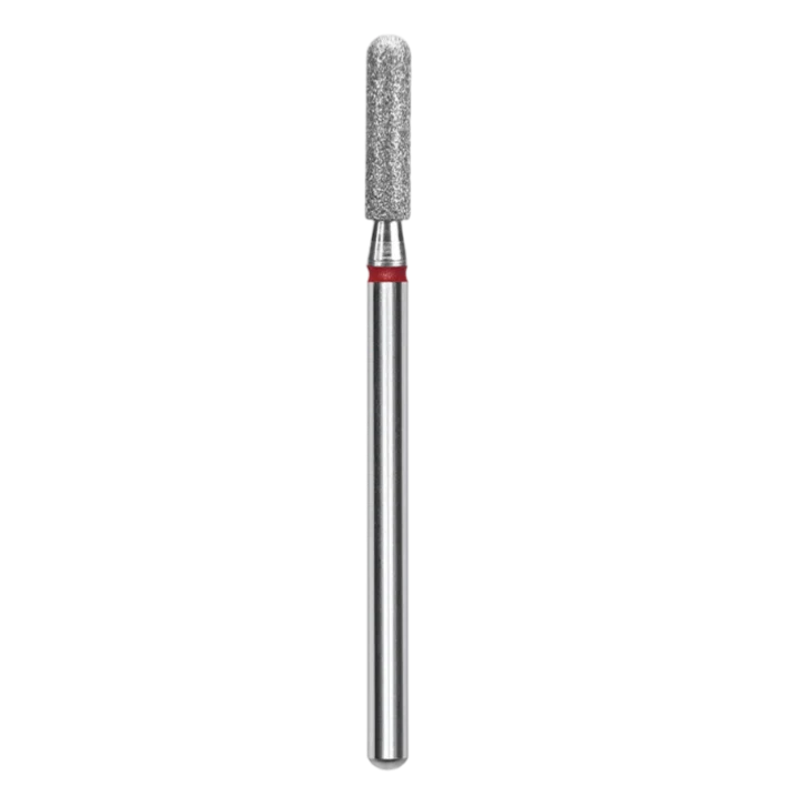 DIAMOND NAIL DRILL BIT, "ROUNDED CYLINDER", RED, HEAD DIAMETER 2.5 MM / WORKING PART 10 MM (FA30R025/10) - STALEKS™ - Image 1