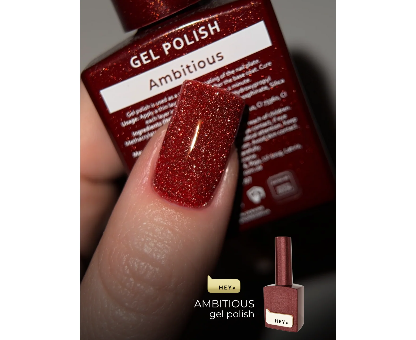 HEYLOVE - Gel Polish Ambitious (Red), 15ml - Image 2