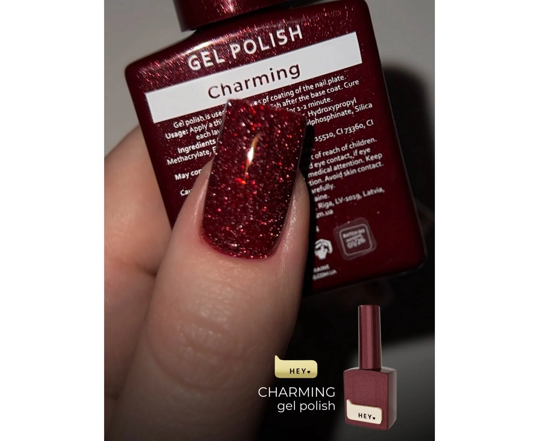 HEYLOVE - Gel Polish Charming (Red), 15ml - Image 2