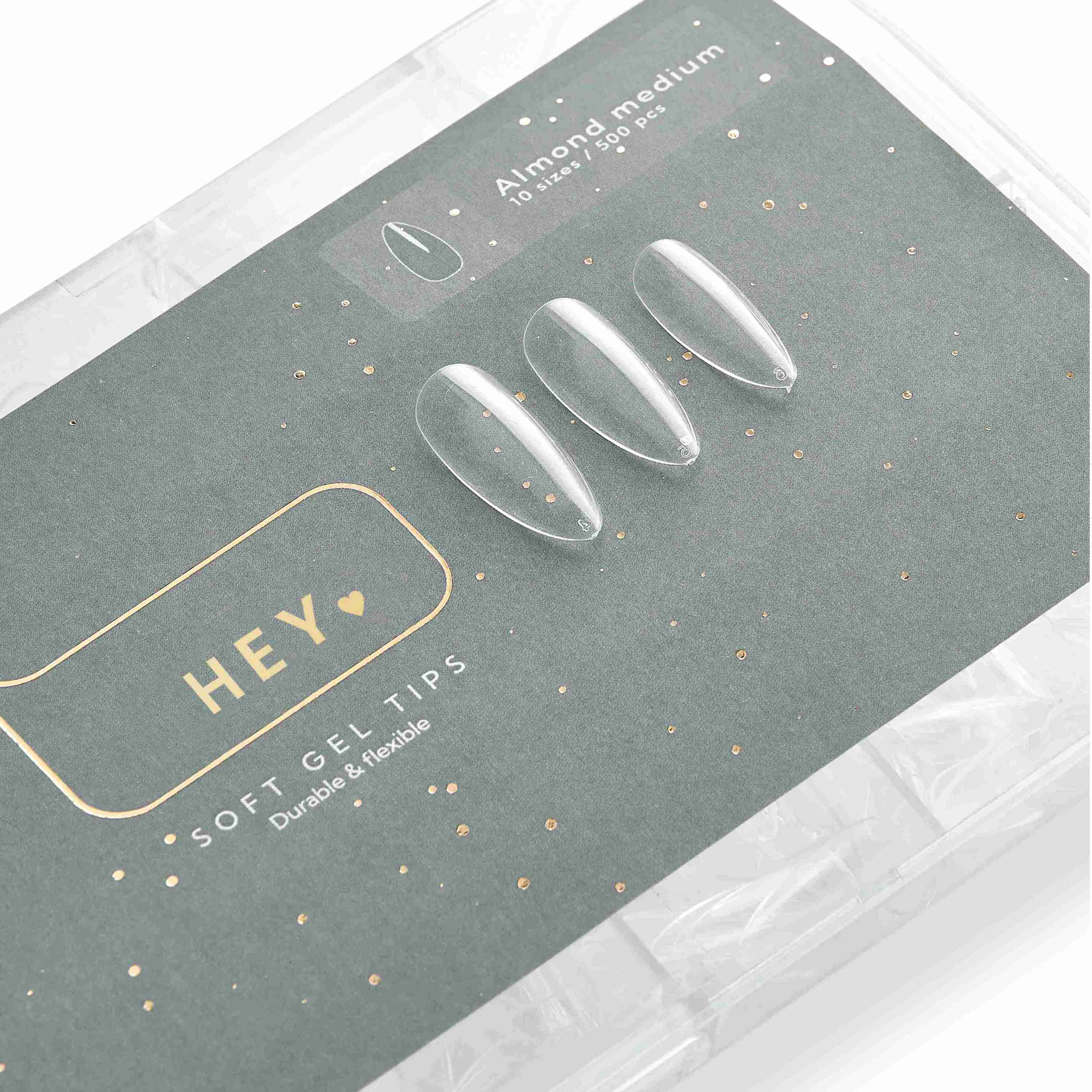 HEYLOVE – Soft Gel Tips Almond Medium, 500pcs