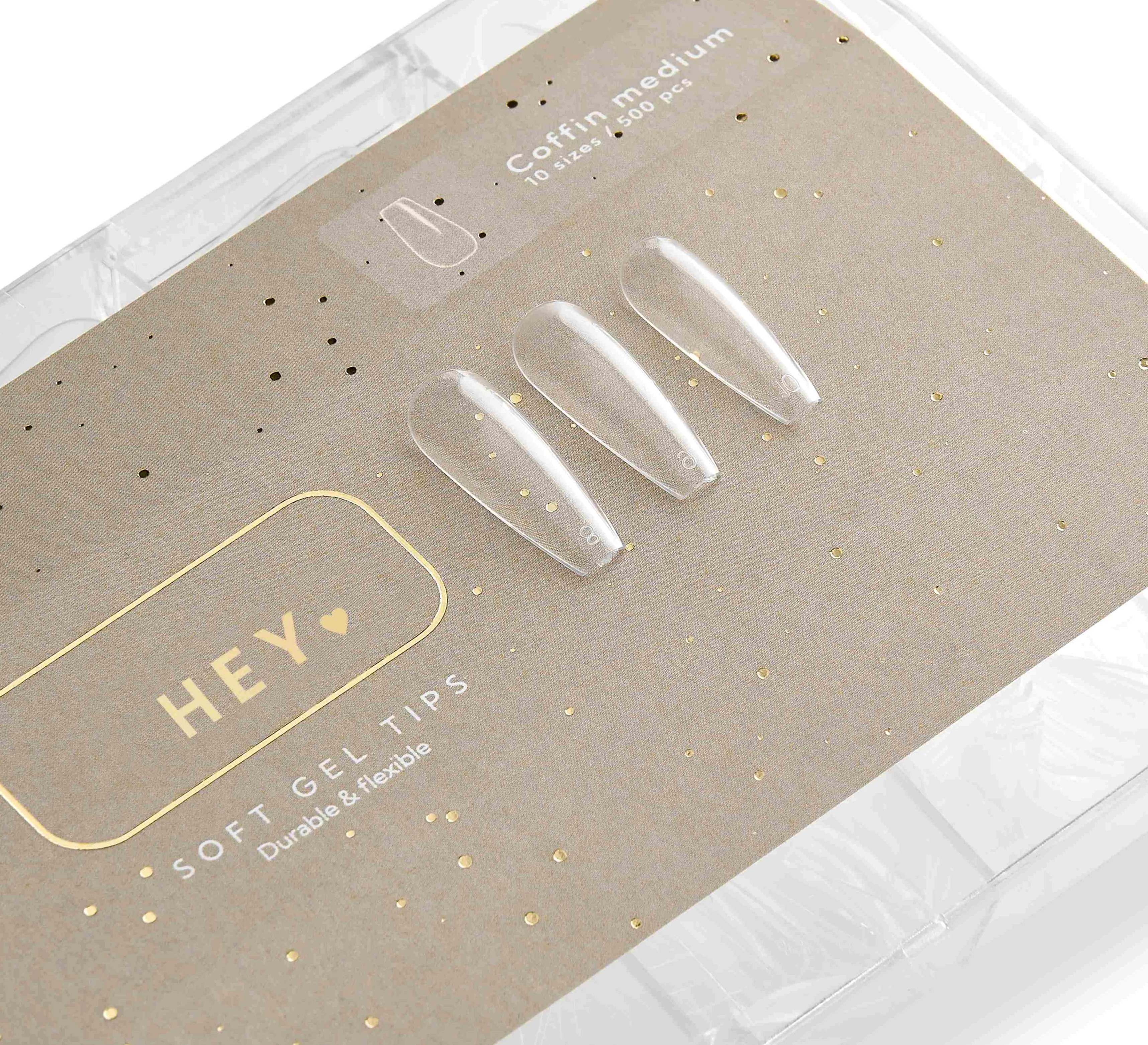 HEYLOVE - Soft Gel Tips Coffin Medium, 500pcs - Image 1