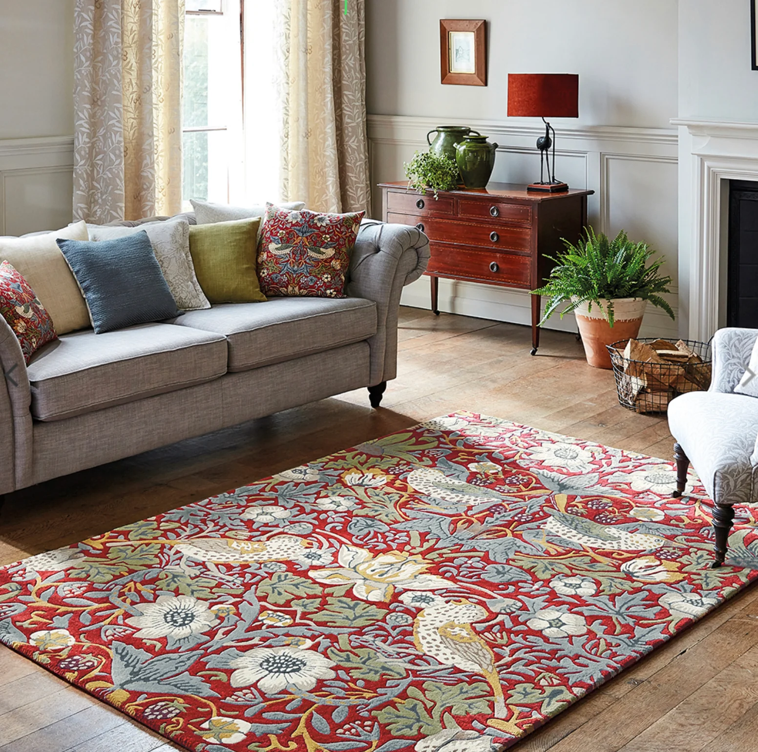 Strawberry Thief Crimson Area Rug