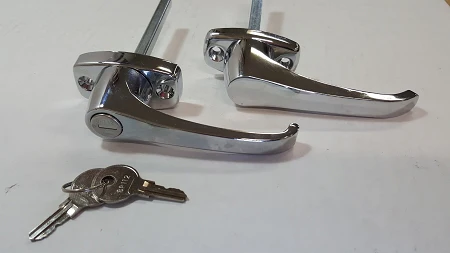 L Handle Door Latch, Steel w/ Chome Finish- Choose Locking or Non-Locking