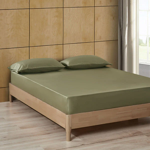 Fitted Sheet, Cotton Sateen Moss - Image 2