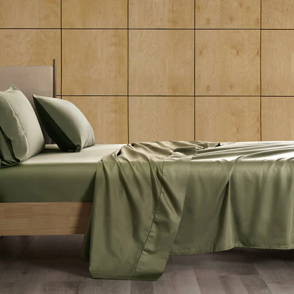 Flat Sheet, Cotton Sateen Moss - Image 1