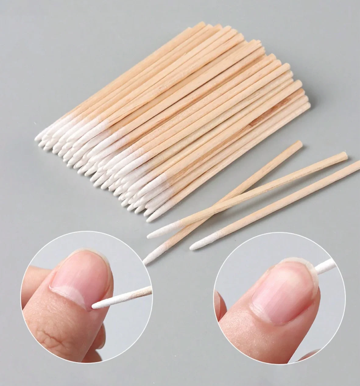 Nail Cleaning Wood Swabs (100 pcs) - Image 1