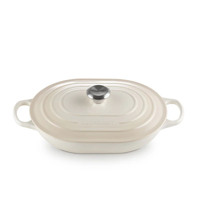 Oblong Casserole, Meringue Enameled Cast Iron - Image 1