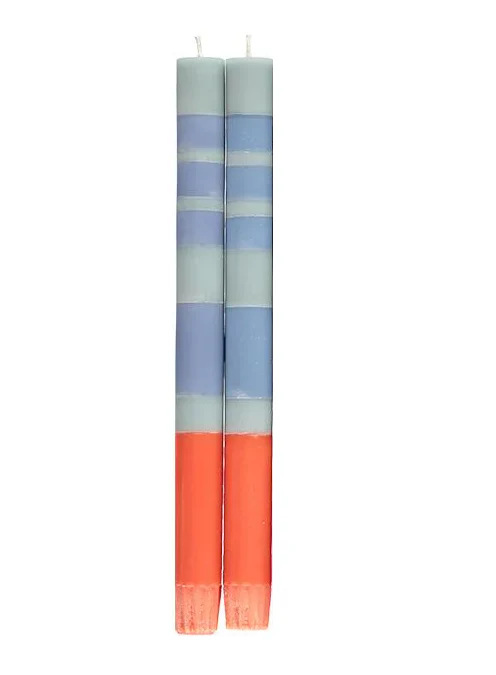 Striped Dinner Candle Set of 2 – Opaline, Pompadour & Rust