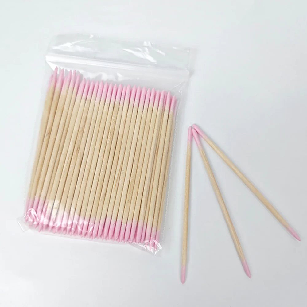 Pink Nail Cleaning Wood Swabs (200 pcs) - Image 2