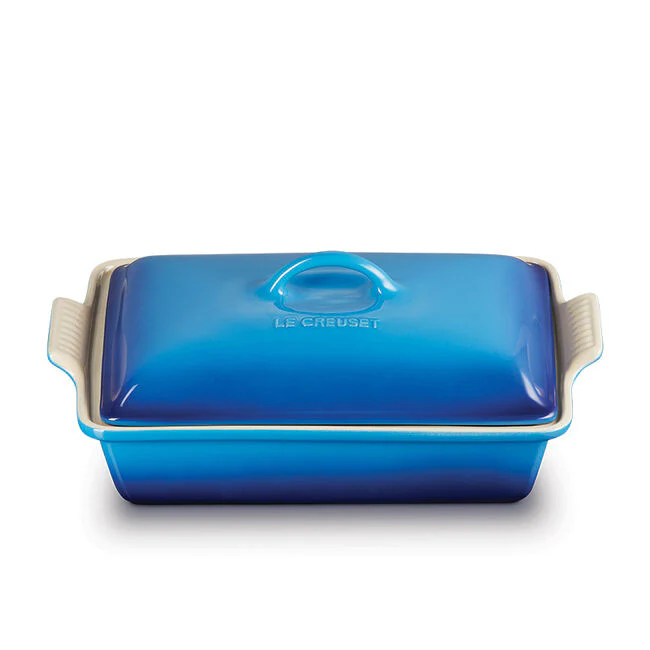 Ceramic Rectangular Dish with Lid, Blueberry - Image 1