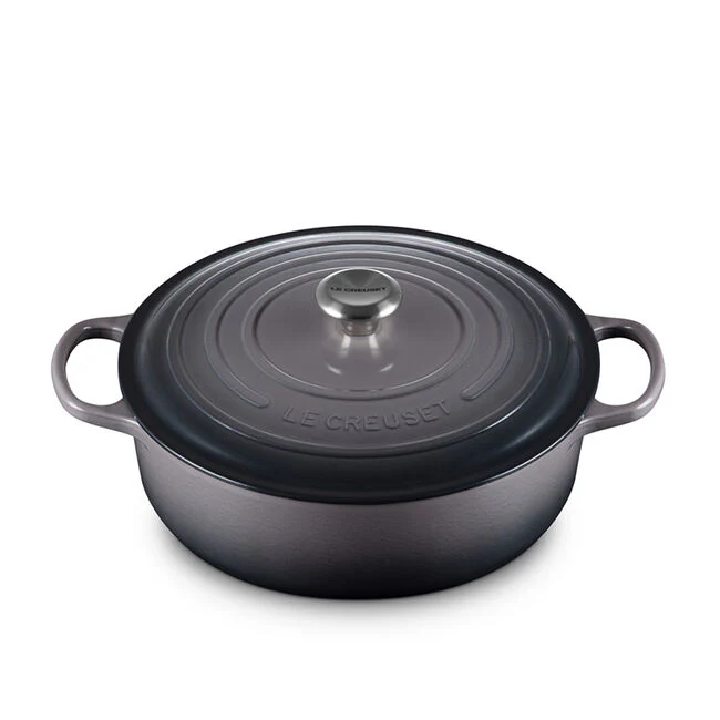Shallow Round Oven, Oyster Enameled Cast Iron