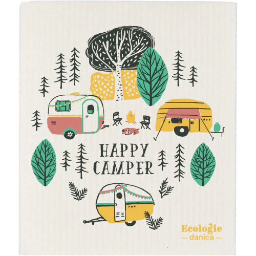 Swedish Dish Cloth  Happy Camper - Image 1