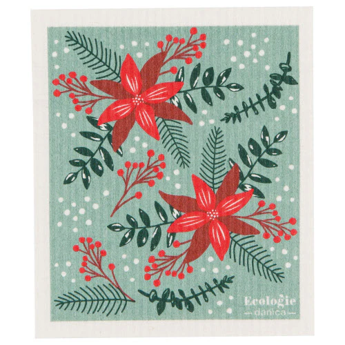 Swedish Dishcloth, Poinsettia - Image 1