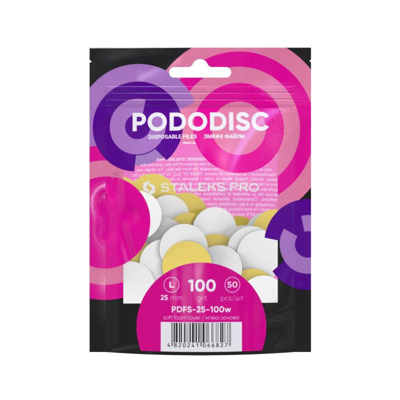 STALEKS Pro L Pododisc Disposable Files Soft Base for Pedicure Disc, 25mm (50 pcs) Pdfs-25 - Image 2