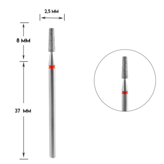 DIAMOND NAIL DRILL BIT, "FRUSTUM", RED, HEAD DIAMETER 2.5/8MM (FA70R025/8) - STALEKS™ - Image 3