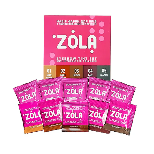 ZOLA - Set of Eyebrow Tint With Collagen Sachet, 5x5ml (5 Colors) - Image 1